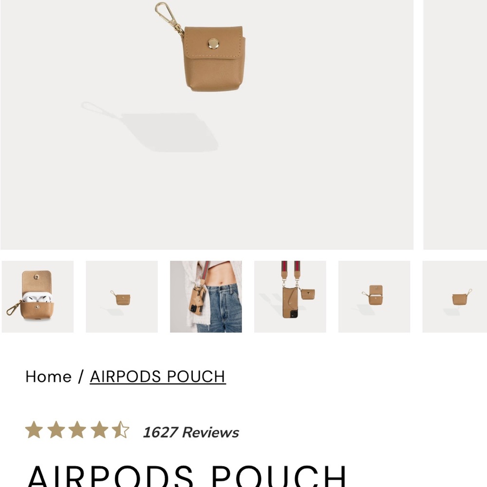 Bandolier Tan AirPods Pouch with Gold Button